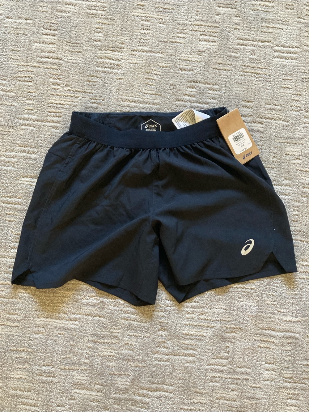 Asics Black Athletic Running Shorts with Reflective Logo
